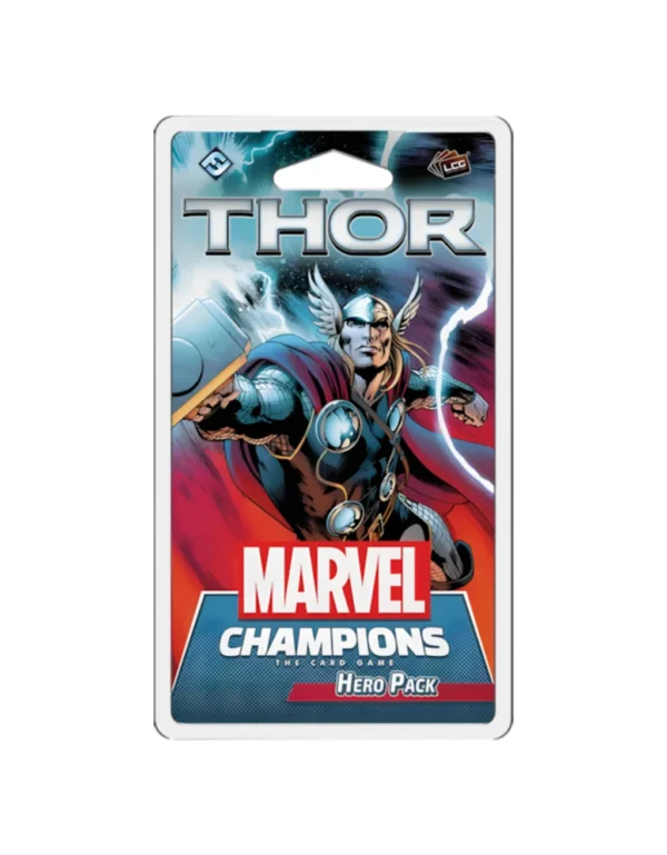 Expansión Marvel Champions Thor con cartas de héroe asgardiano y habilidades de trueno