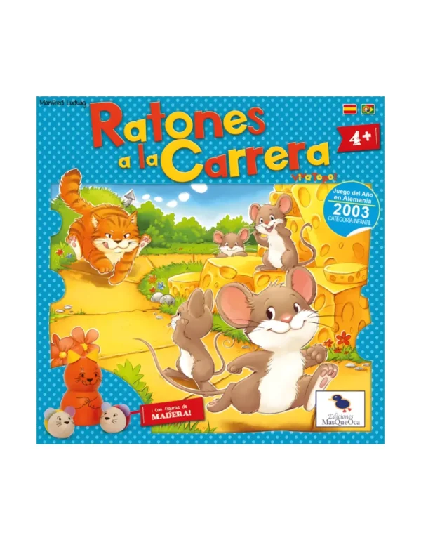 Juego de mesa Ratones a la Carrera con tablero colorido y figuras de ratones