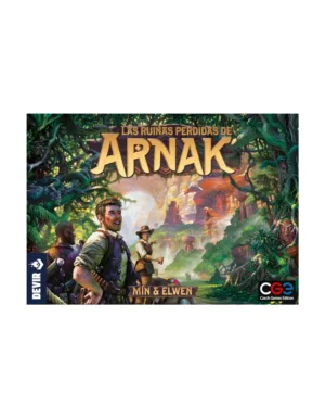 Juego de mesa Ruinas Perdidas de Arnak con exploradores, artefactos y tablero de expedición