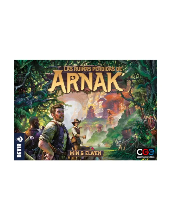 Juego de mesa Ruinas Perdidas de Arnak con exploradores, artefactos y tablero de expedición