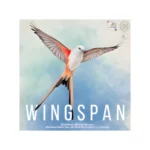 Caja del juego de mesa Wingspan con tablero, dados, cartas de aves y huevos de colores