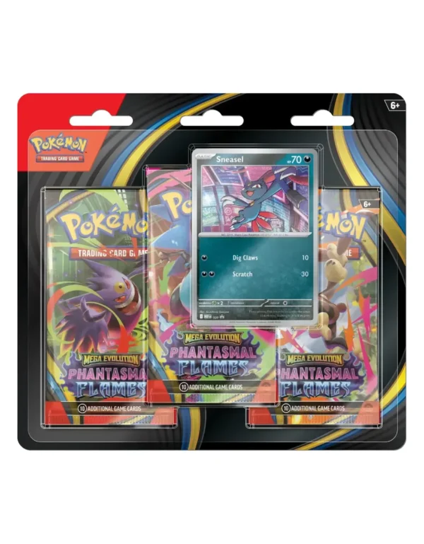 CARTAS DE POKEMON TCG MEGA EVOLUTION PHANTASMAL FLAMES 3-PACK BLISTER SNEASEL